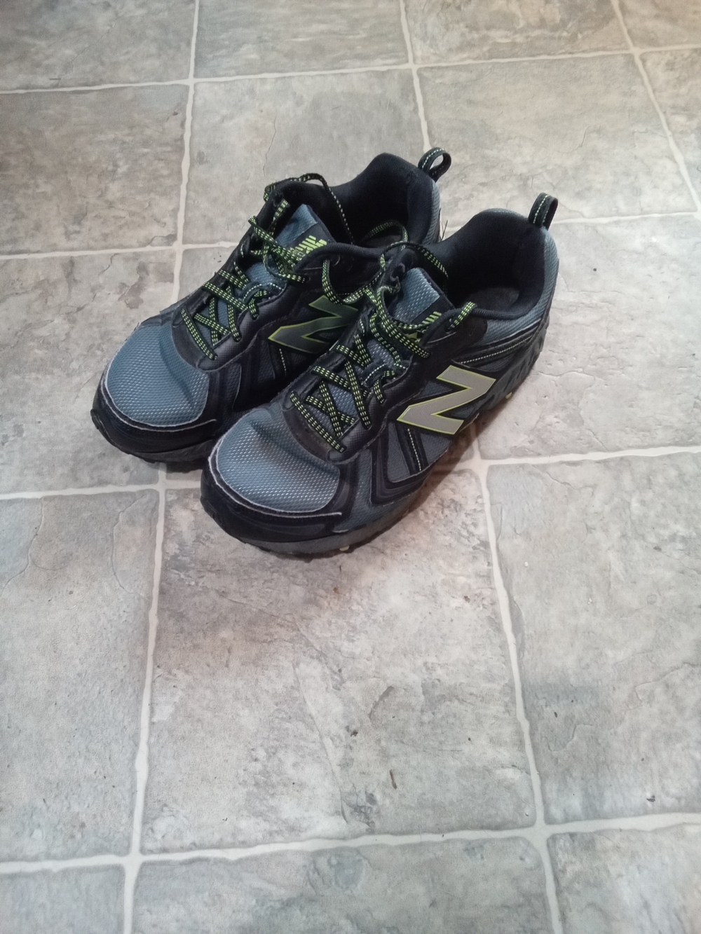 New Balance Kids' Gray and Black Athletic Sneakers with Lime Accents